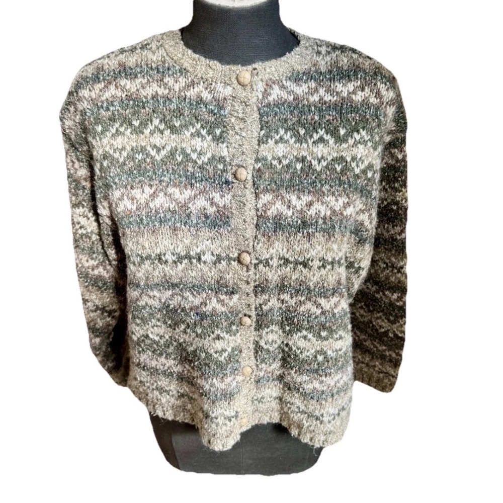 Dress barn cozy granny core wool blend cardigan‎ sweater size XL ladies 90s EUC